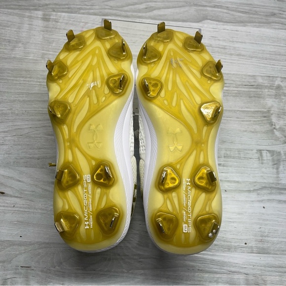 Under Armour UA Glyde 2 MT White Gold Softball Cleats Women’s size 7 - Picture 7 of 15